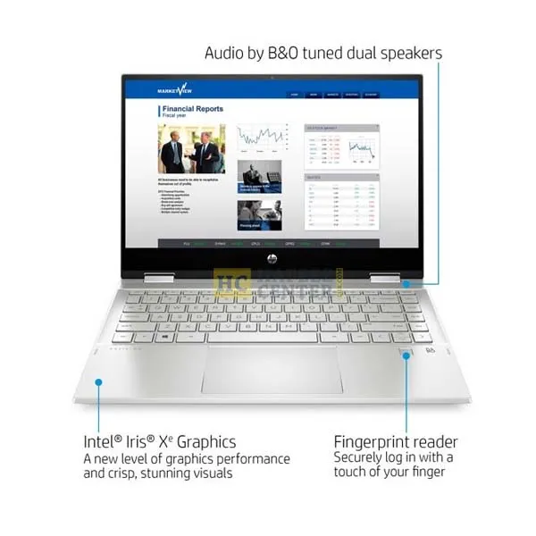 HP Pavilion x360 14-DW1010WM Convertible Laptop - 11th Gen Intel Core i5, 8GB, 256GB SSD, 14" FHD IPS Touchscreen, Windows 10, Fingerprint Reader