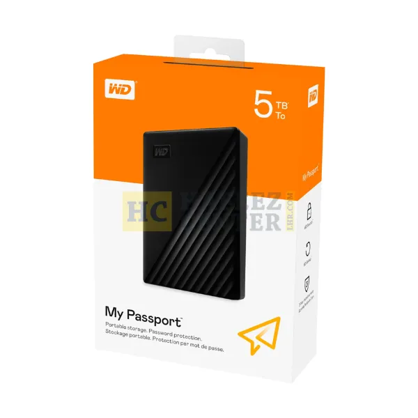 WD My Passport 5TB External USB 3.0 Portable Hard Drive - Black | WDBPKJ0050BBK - Hafeez Center Lhr