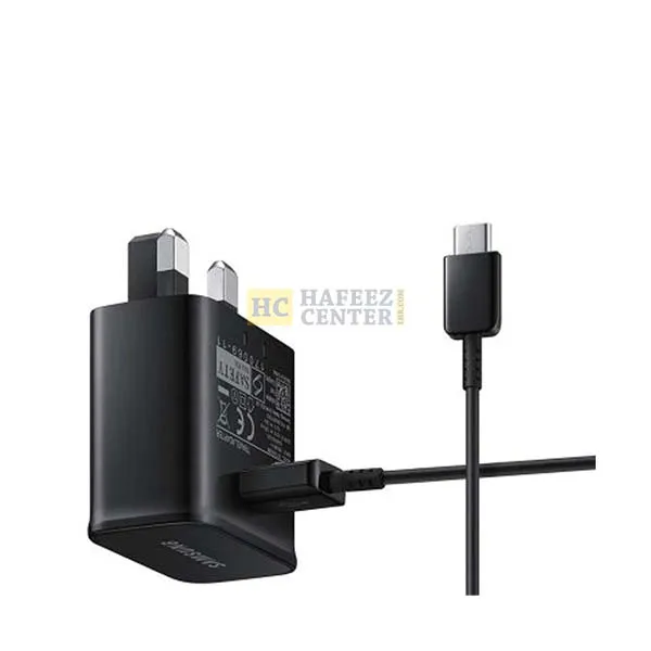 Samsung Galaxy 2A Mains Fast Charger + 1.2M USB-C Cable - Black - Hafeez Center Lhr