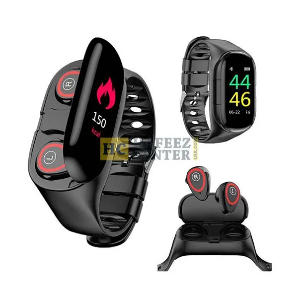 M1 AI Smart Watch With Bluetooth Earphone Wireless Earbud Heart Rate Monitor Smart Wristband Long