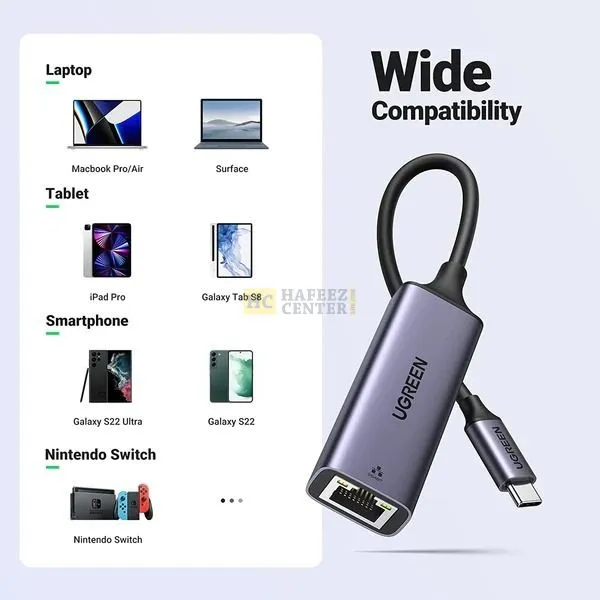 UGREEN USB Type C to 10/100/1000M Ethernet Adapter (Space Gray