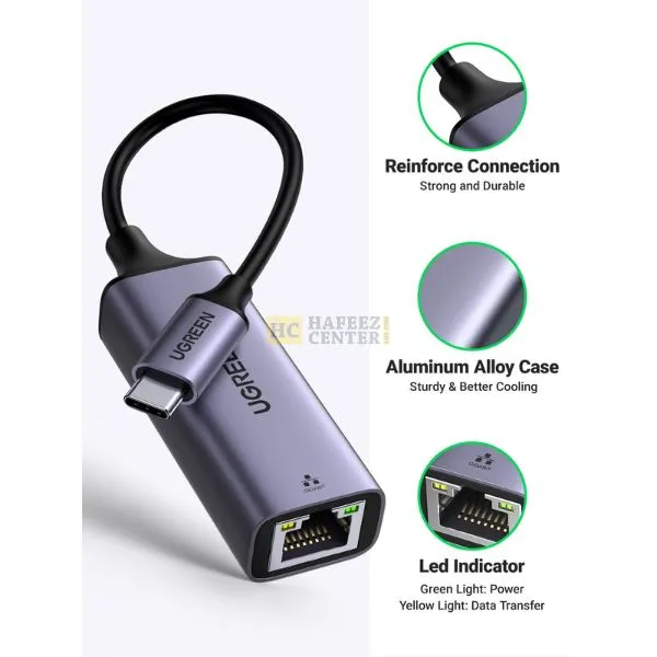 UGREEN USB Type C to 10/100/1000M Ethernet Adapter (Space Gray