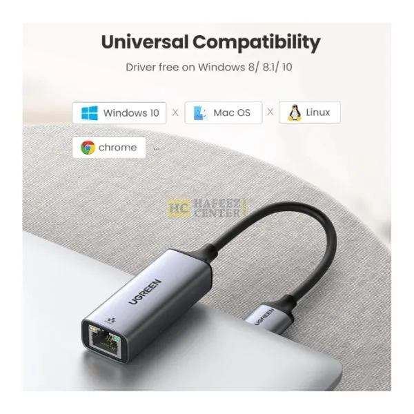 UGREEN USB to RJ45 Ethernet Adapter Aluminum Case (Space Gray)