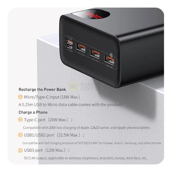5Baseus Adaman Digital Display Quick Charge Power Bank 40000mAh 22.5W Black