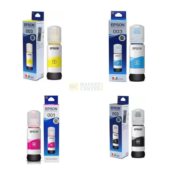 Epson 003 Original Ink Bottle Set ( Black Cyan Yellow Magenta)
